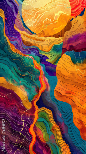 Colorful abstract painting with vibrant swirls