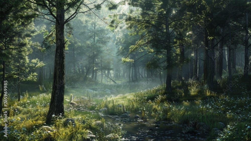 Obraz premium A serene forest backdrop