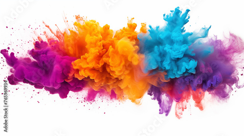 vibrant colorful splashes on white, holi party, white background