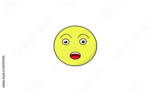 Yellow surprised smiley in flat style