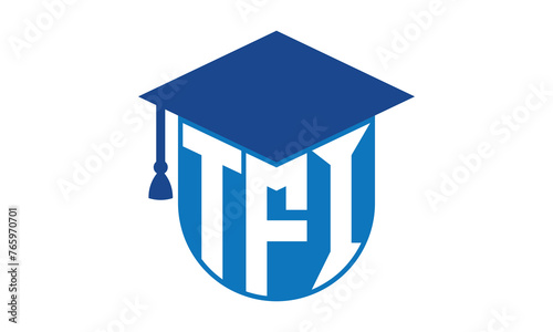 TFI initial letter academic logo design vector template. school college logo, university logo, graduation cap logo, institute logo, educational logo, library logo, teaching logo, book shop, varsity	
 photo