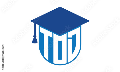 TOD initial letter academic logo design vector template. school college logo, university logo, graduation cap logo, institute logo, educational logo, library logo, teaching logo, book shop, varsity	
