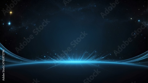 abstract blue background with glowing lines on black background with copy space, space for text and design  © El Zahra 