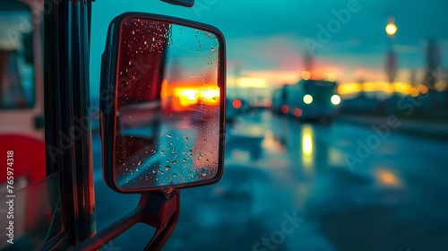 Rear view mirror bus and truck  photo