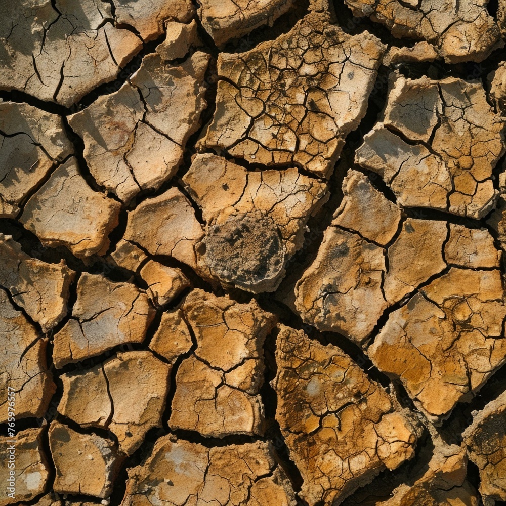 A close up of a cracked and dried out dirt surface. Generative AI. A close up of a cracked and dried out dirt surface. Generative AI.