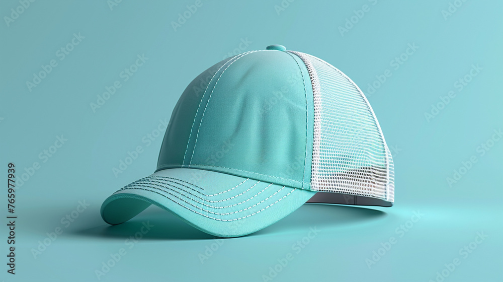 Fototapeta premium Cap mockup with light green and white screen.