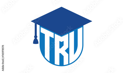 TRV initial letter academic logo design vector template. school college logo, university logo, graduation cap logo, institute logo, educational logo, library logo, teaching logo, book shop, varsity	
 photo