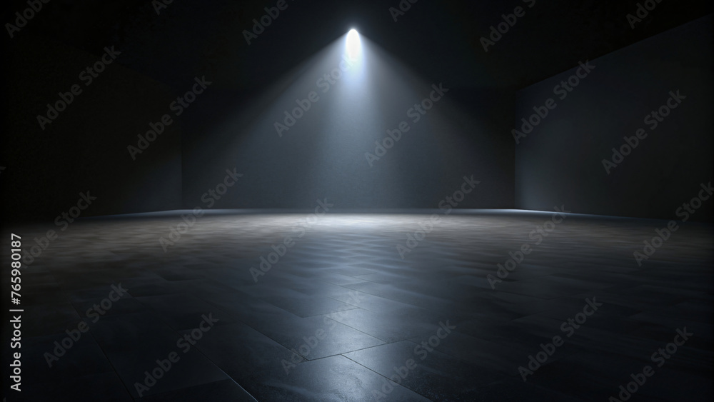 Obraz premium Vintage Grunge Dark Room Interior with Concrete Wall and Wooden Floor Texture