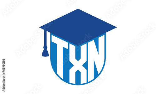 TXN initial letter academic logo design vector template. school college logo, university logo, graduation cap logo, institute logo, educational logo, library logo, teaching logo, book shop, varsity	
