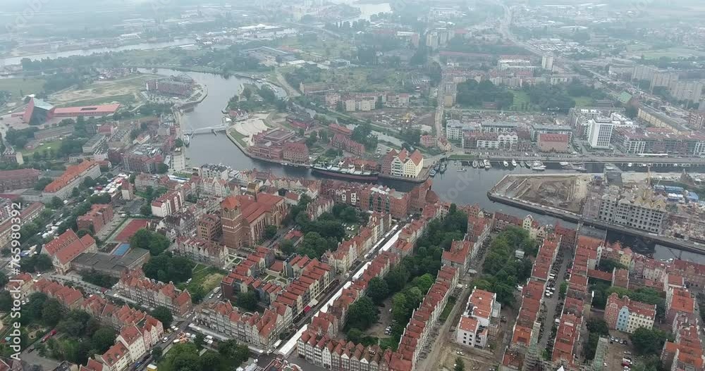 Gdansk City in Poland. Beautiful Cityscape Aerial View. Drone Point of View. Gdansk City in Poland. Beautiful Cityscape Aerial View. Drone Point of View.