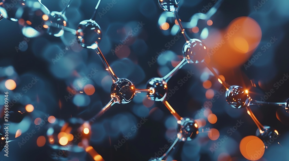 Structure molecule atoms realistic illustration background AI Image Generative - obrazy, fototapety, plakaty 