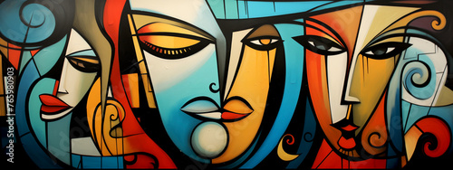 Graffiti Colorful Women - Cubism