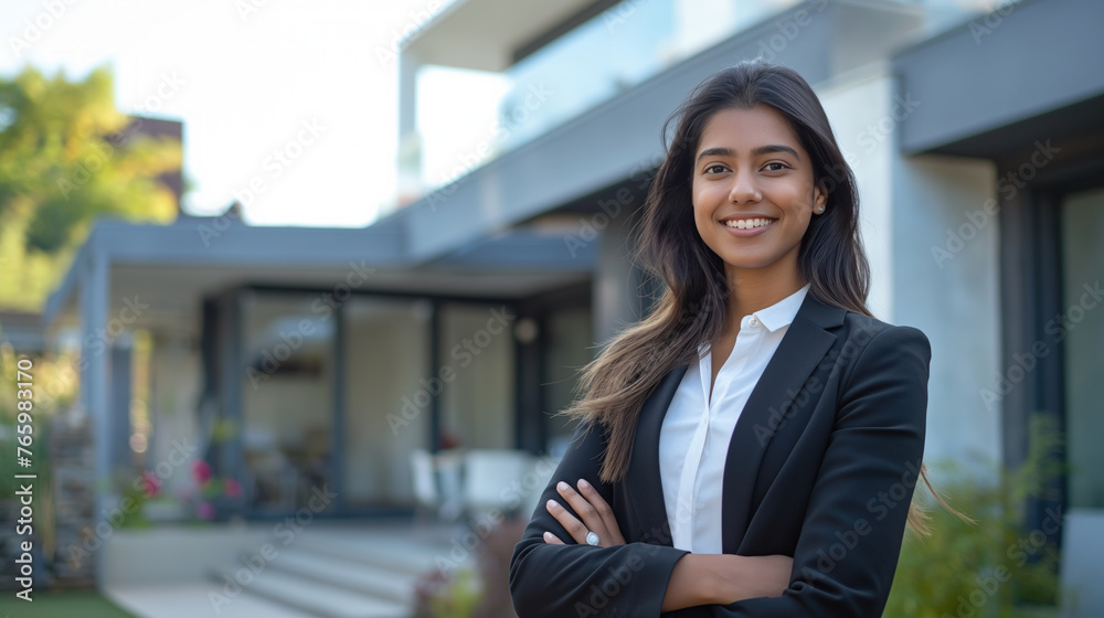 Proud Pose of an Experienced Ethnic Female Real Estate Agent Proud Pose of an Experienced Ethnic Female Real Estate Agent