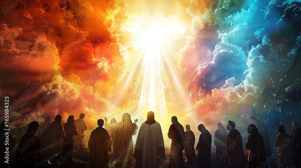 Glorious Ascension day illustration with jesus christ