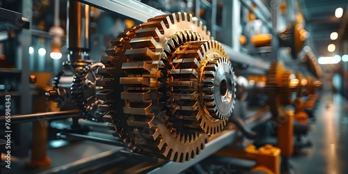 Closeup of gearboxes and bearings in industrial machinery showcasing modern technology and efficiency in transportation sectors. Concept Industrial Machinery, Gearboxes, Bearings photo