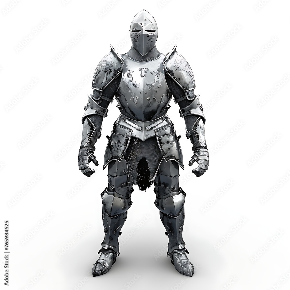 Knight armored 3d realistic render isolated white background AI Image Generative