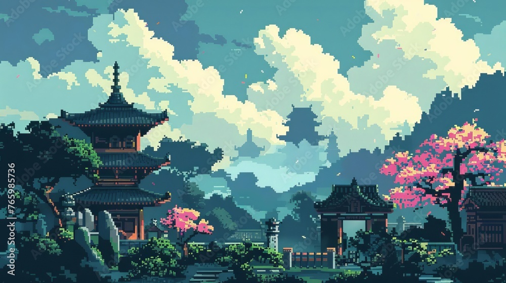 8-bit video game world illustration with pixelated characters and retro-style environments, evoking nostalgia and adventure 8-bit video game world illustration with pixelated characters and retro-style environments, evoking nostalgia and adventure