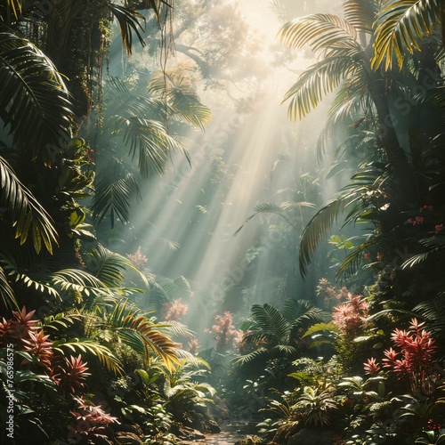 Rainforest species in a mystical jungle, exotic, otherworldly flora and fauna, a visual exploration