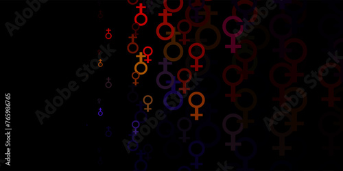 Light Multicolor vector backdrop with woman's power symbols.