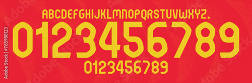 new font vector team Europe national team 2024, spain font, kit sport style font. football style font with lines and points inside, sports style letters and numbers for soccer team	