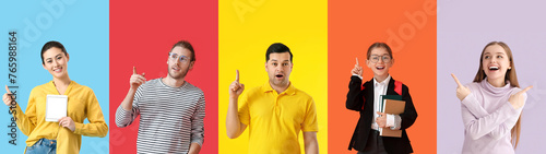 Set of people with raised i...