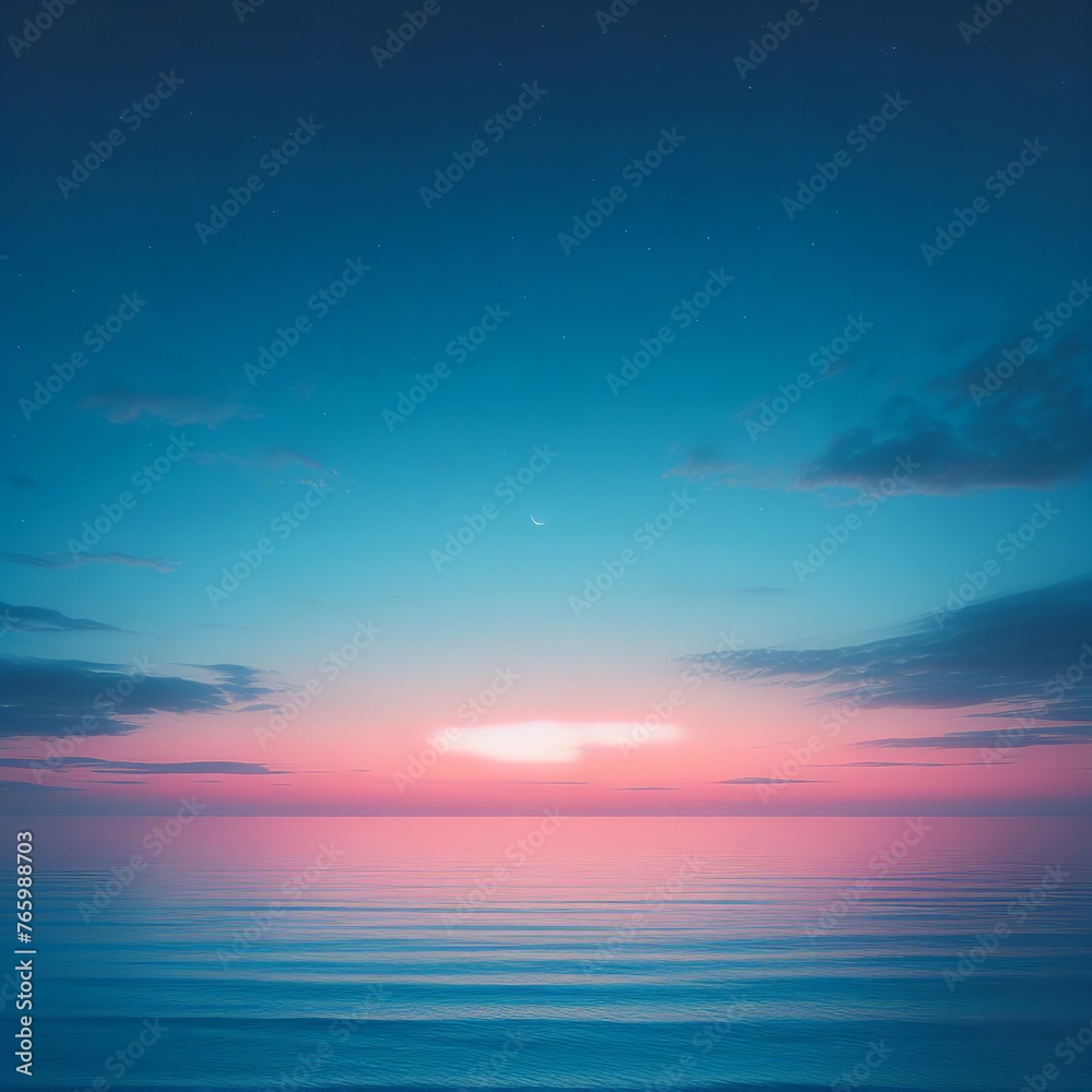 Obraz premium Beautiful sunset over the sea. Colorful sky with stars and clouds.
