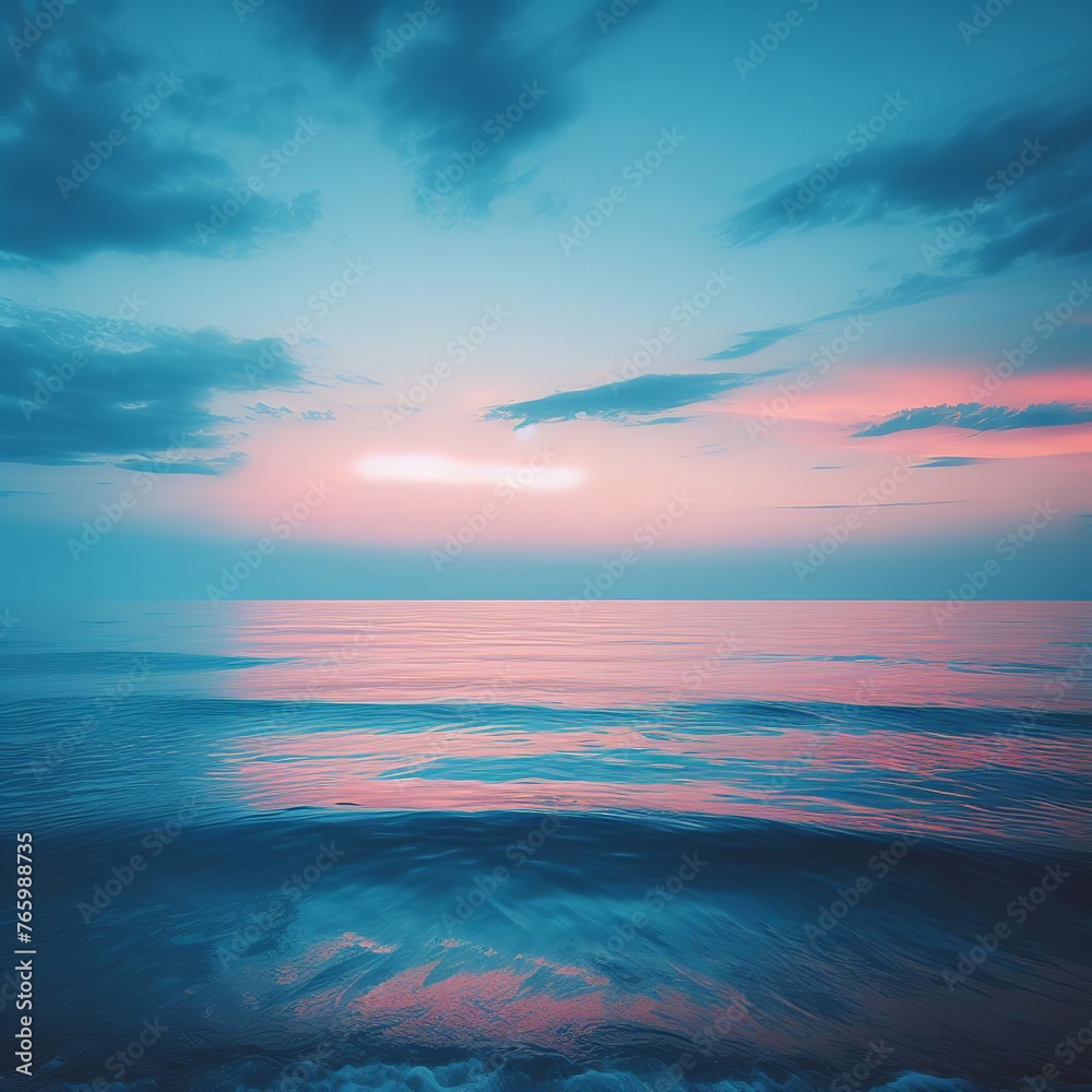 Beautiful seascape. Sunset over the sea. Color toning applied.