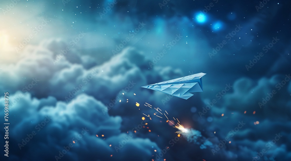 Naklejka premium paper plan in the sky