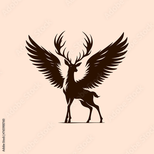 Winged deer logo  Symbolizes freedom  grace  and majesty  blending the elegance of a deer with the soaring spirit of wings.
