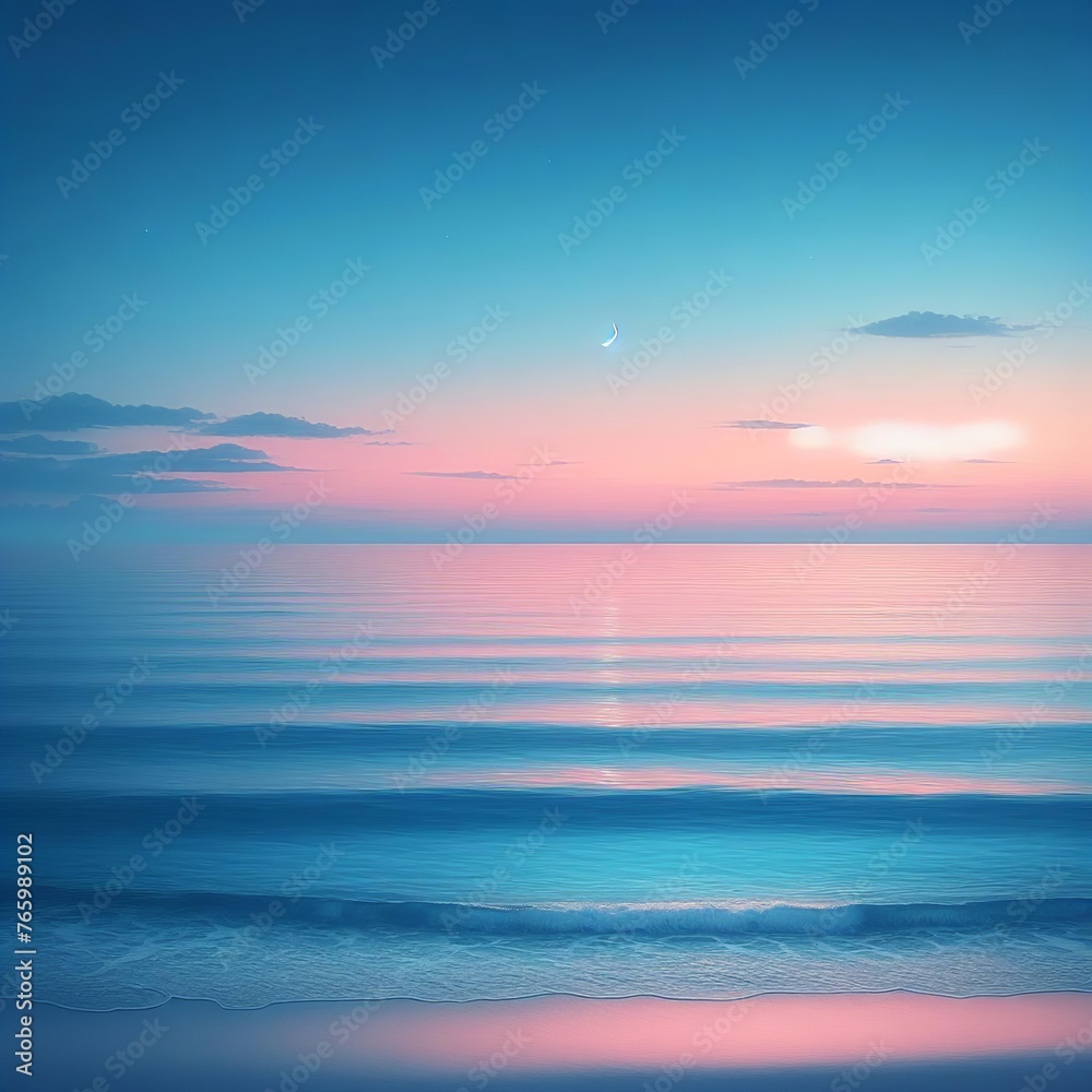Beautiful sunset over the sea. Colorful sky and sea.
