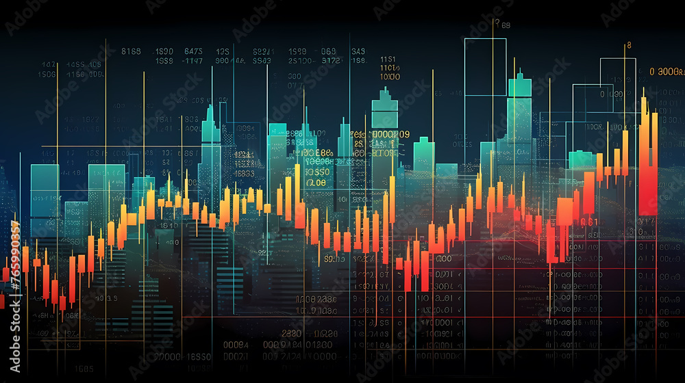 Stock market chart line concept, stock market background business chart