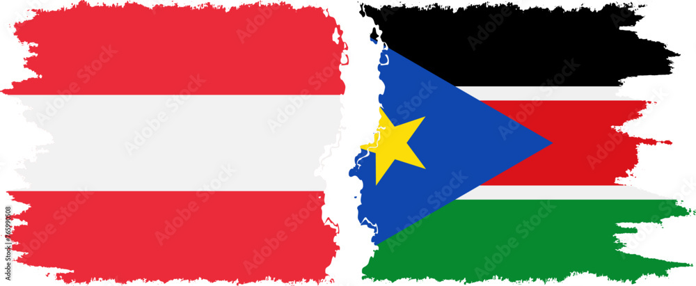 South Sudan and Austria grunge flags connection vector South Sudan and Austria grunge flags connection vector