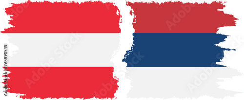 Serbia and Austria grunge flags connection vector