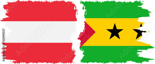 Sao Tome and Principe and Austria grunge flags connection vector
