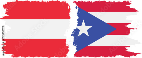 Puerto Rico and Austria grunge flags connection vector