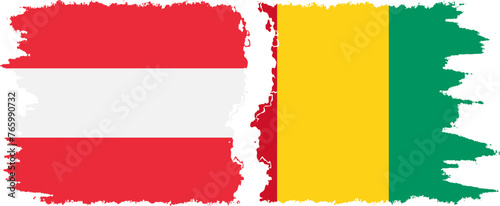 Guinea and Austria grunge flags connection vector