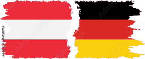 Germany and Austria grunge flags connection vector