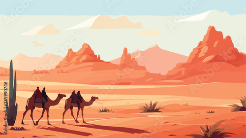 desert landscape with camels