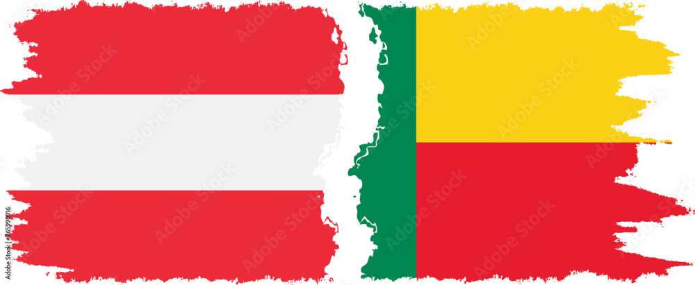 Benin and Austria grunge flags connection vector