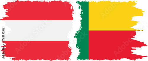 Benin and Austria grunge flags connection vector