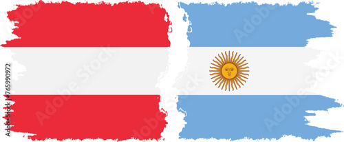 Argentina and Austria grunge flags connection vector