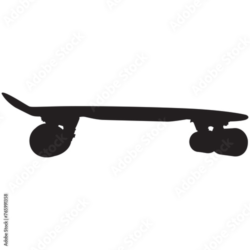 A silhouette of a skateboard