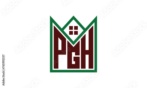 PGH initial letter builders real estate logo design vector. construction, housing, home marker, property, building, apartment, flat, compartment, business, corporate, house rent, rental, commercial photo