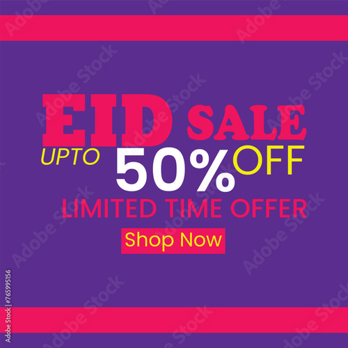 Eid sale special offer 50% off eps illustration with beautiful background