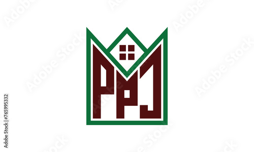 PPJ initial letter builders real estate logo design vector. construction, housing, home marker, property, building, apartment, flat, compartment, business, corporate, house rent, rental, commercial photo