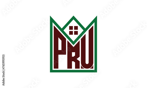 PRU initial letter builders real estate logo design vector. construction, housing, home marker, property, building, apartment, flat, compartment, business, corporate, house rent, rental, commercial photo