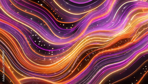 Abstract Neon Horizon: A Hypnotic Blend of Abstract Waves in Electric Pinks, Oranges, and Purples