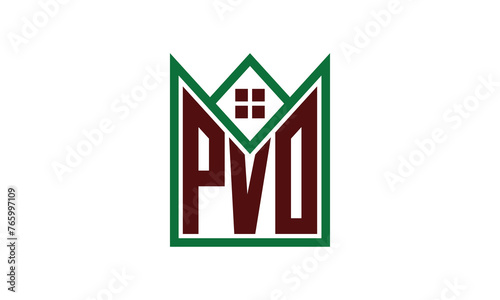 PVO initial letter builders real estate logo design vector. construction, housing, home marker, property, building, apartment, flat, compartment, business, corporate, house rent, rental, commercial photo