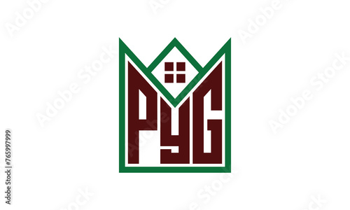PYG initial letter builders real estate logo design vector. construction, housing, home marker, property, building, apartment, flat, compartment, business, corporate, house rent, rental, commercial photo