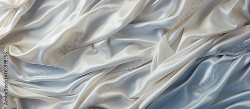 White satin fabric texture background. Closeup of rippled white silk fabric, Elegant Satin Fabric